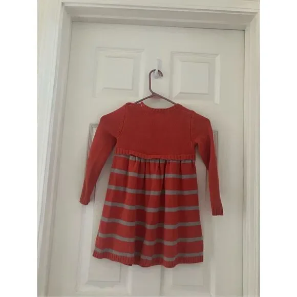 Nula Bug Knit Dress Size 4T Girls Orange Gray - Picture 4 of 6